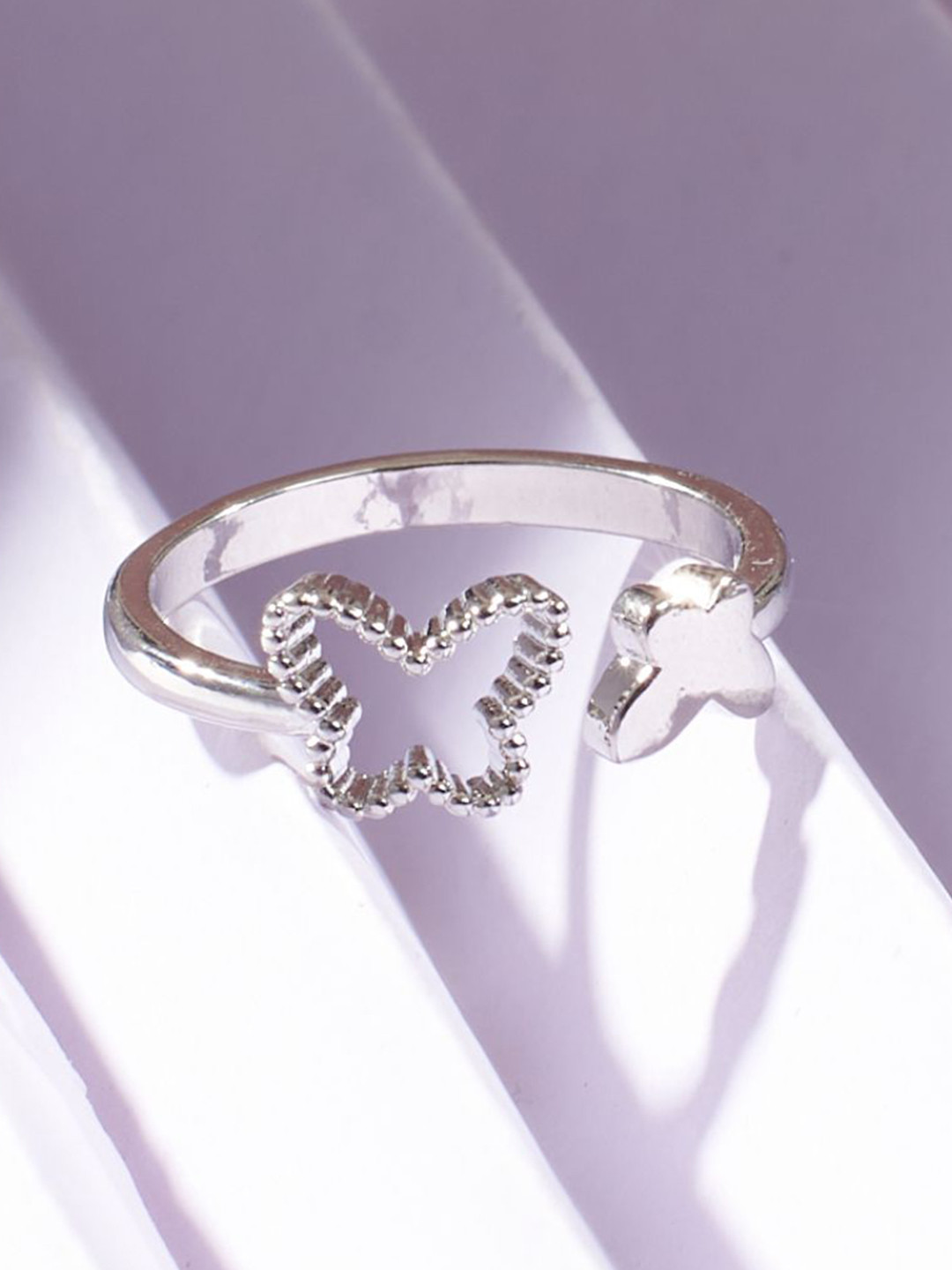 SALTY Little Butterflies Silver Adjustable Finger Ring