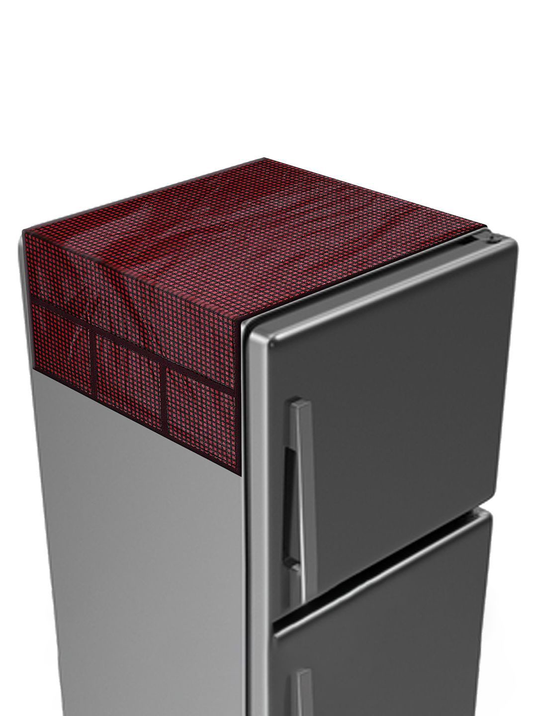 Kuber Industries Red & Black Checked Waterproof Scratch Resistant Fridge Top Cover