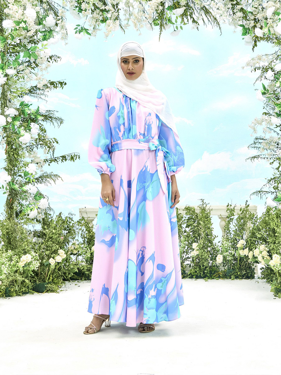 SARINKU Women Muslim Wear printed Nida Abayas
