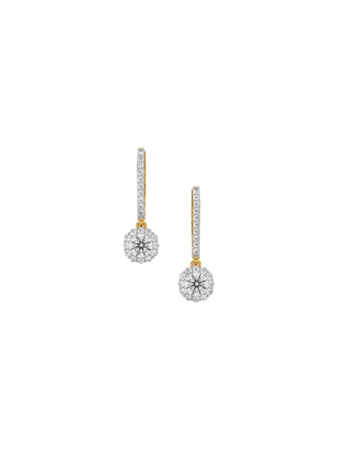 Emori Round Halo Dangler Lab Diamond in 14KT Gold Earring
