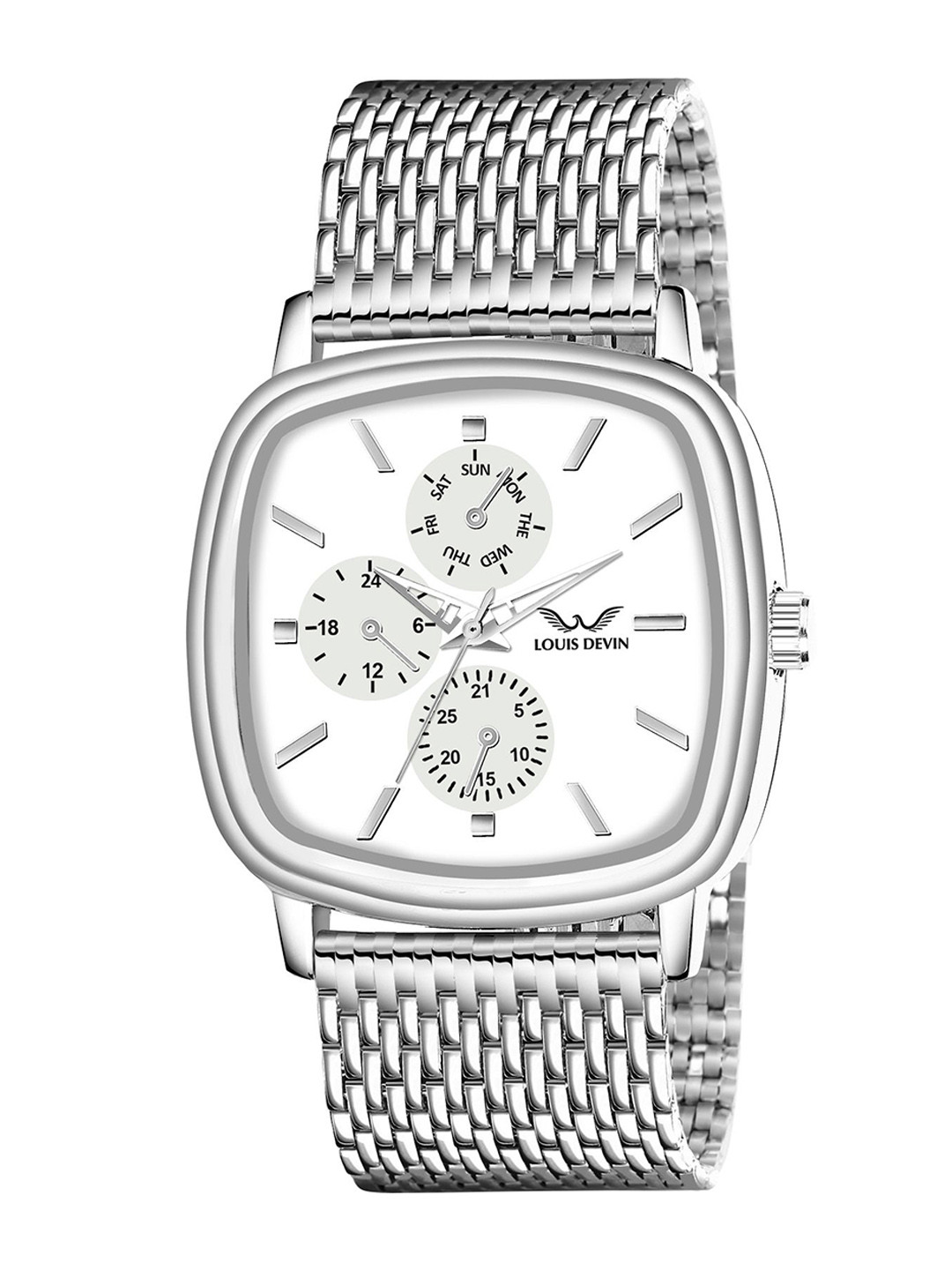 LOUIS DEVIN Men Stainless Steel Straps Analogue Watch LD-GS061-WHT-CH