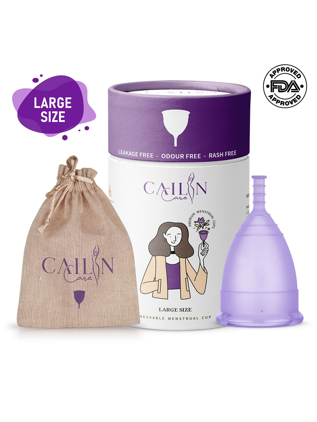 Cailin Care Reusable Medical Grade FDA Compliant Menstrual Cup - Large