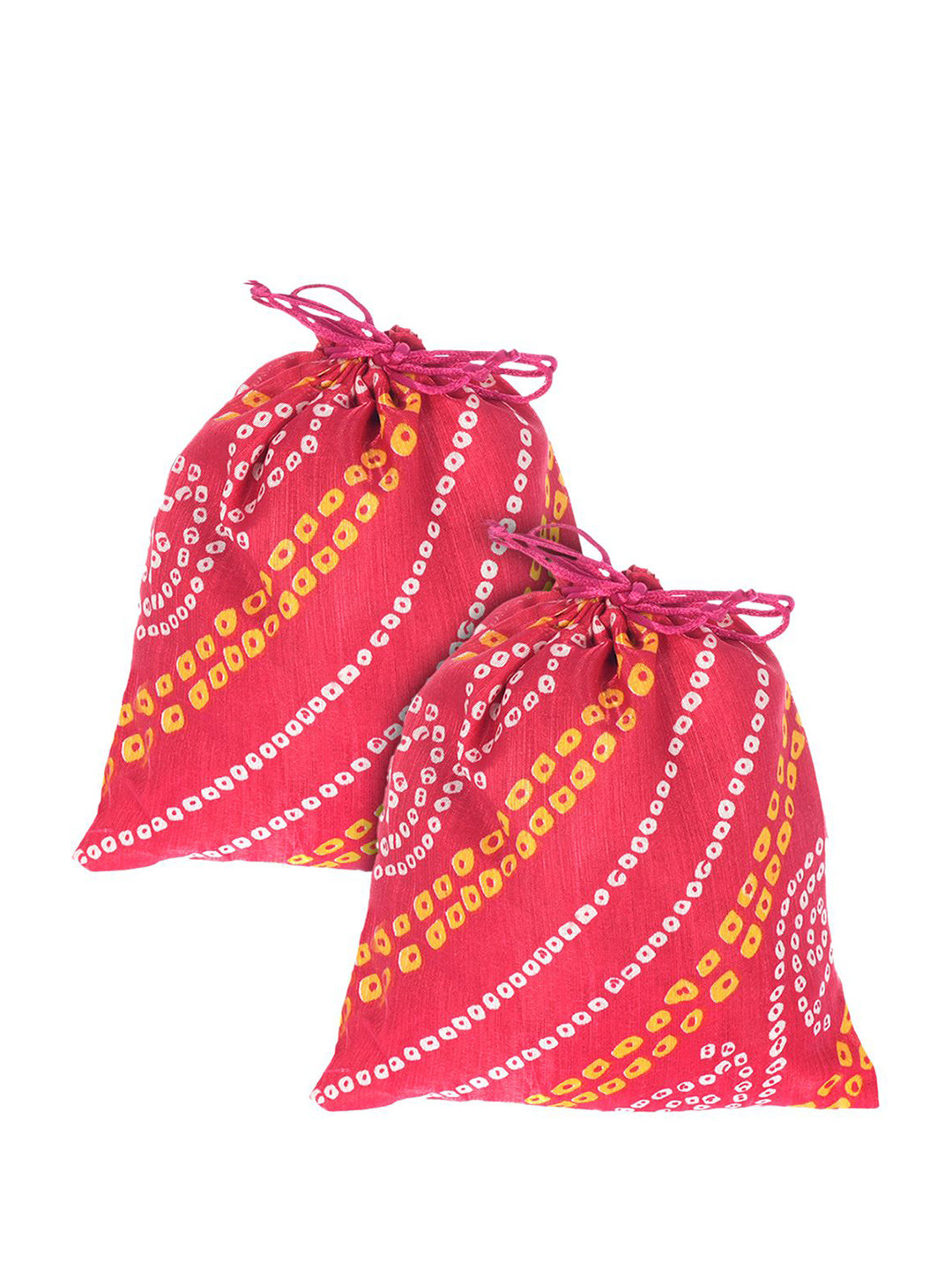 Kuber Industries Set of 2 Bandhej Printed Potli Clutch With Drawstring