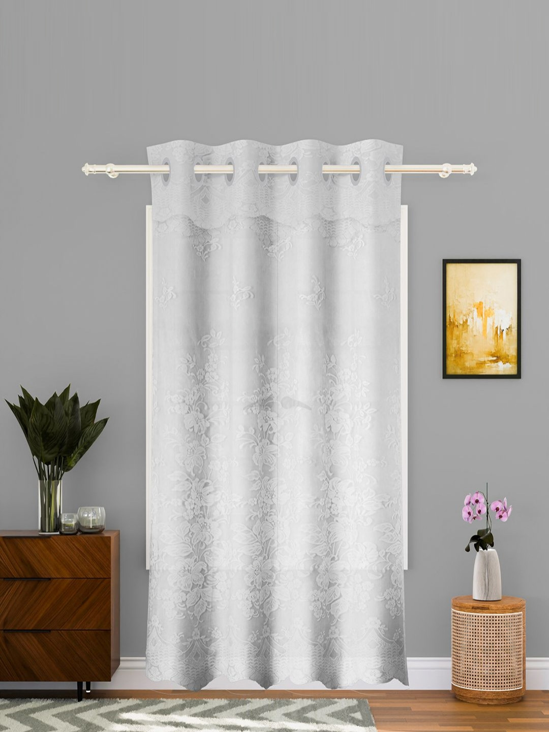 Aura White 7 Feet Stylish Light Control & Pests Preventive Door Curtain