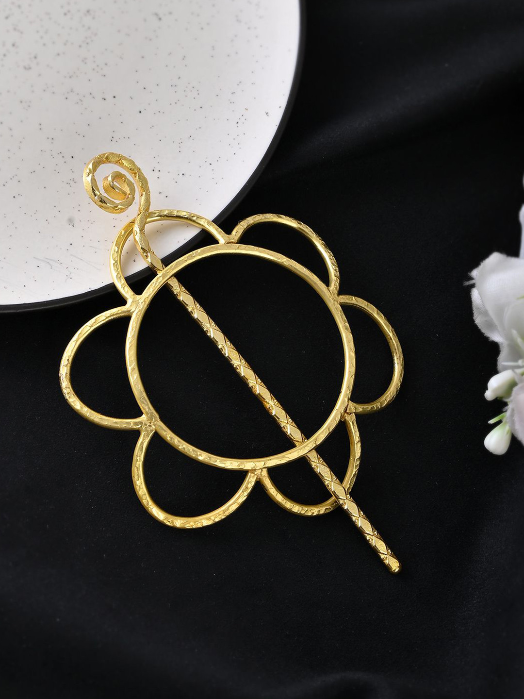 Silvermerc Designs Golden brass Metal Hair Barrette With Stick