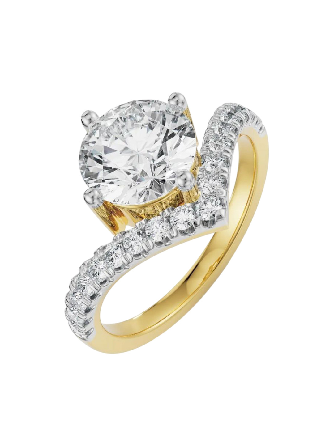 Emori Round V Lab Diamond Ring in 18KT Gold