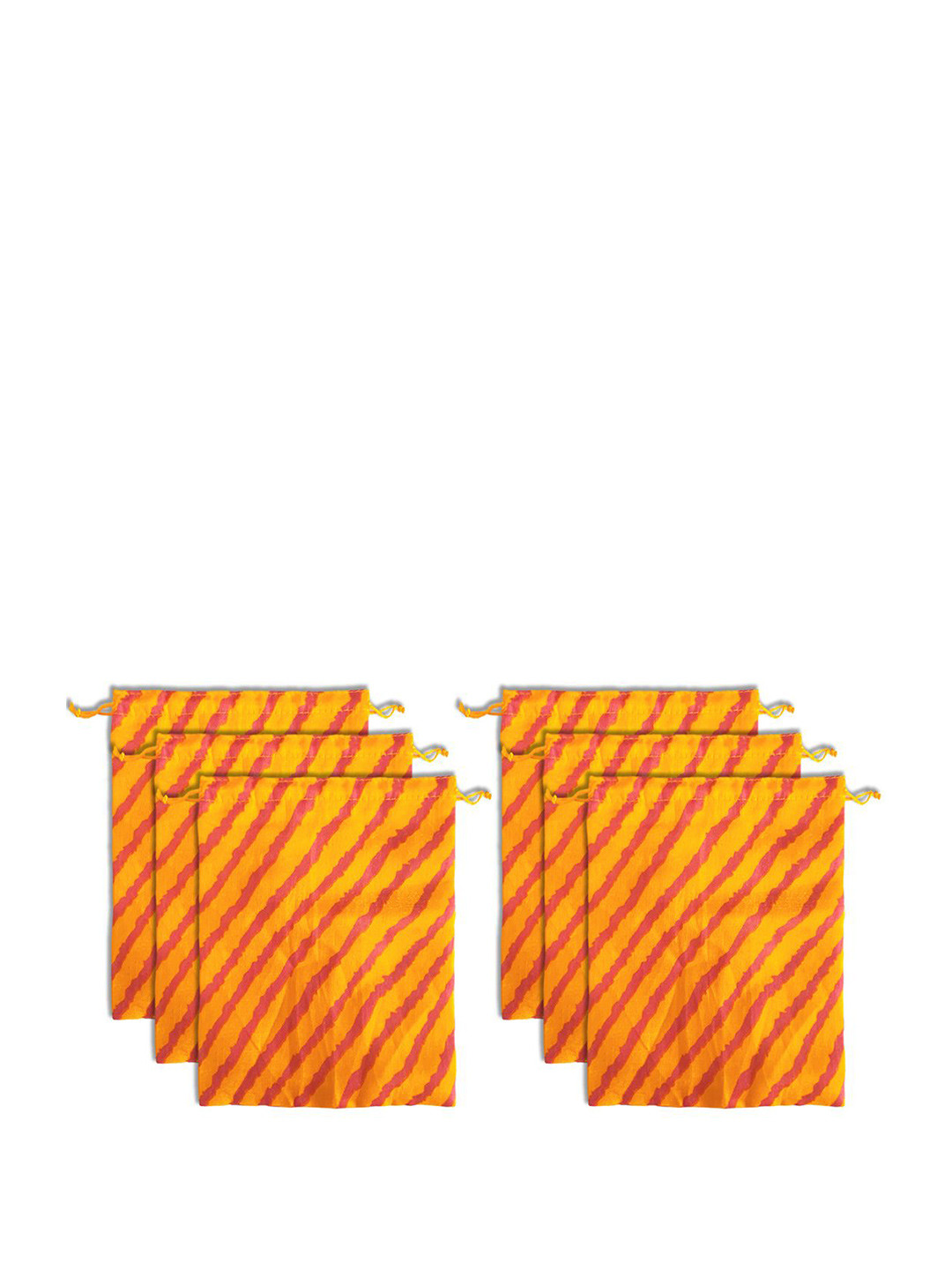 Kuber Industries 6 Pcs Multiuses Lehriya Printed Embroidered Potli Clutch With Drawstring