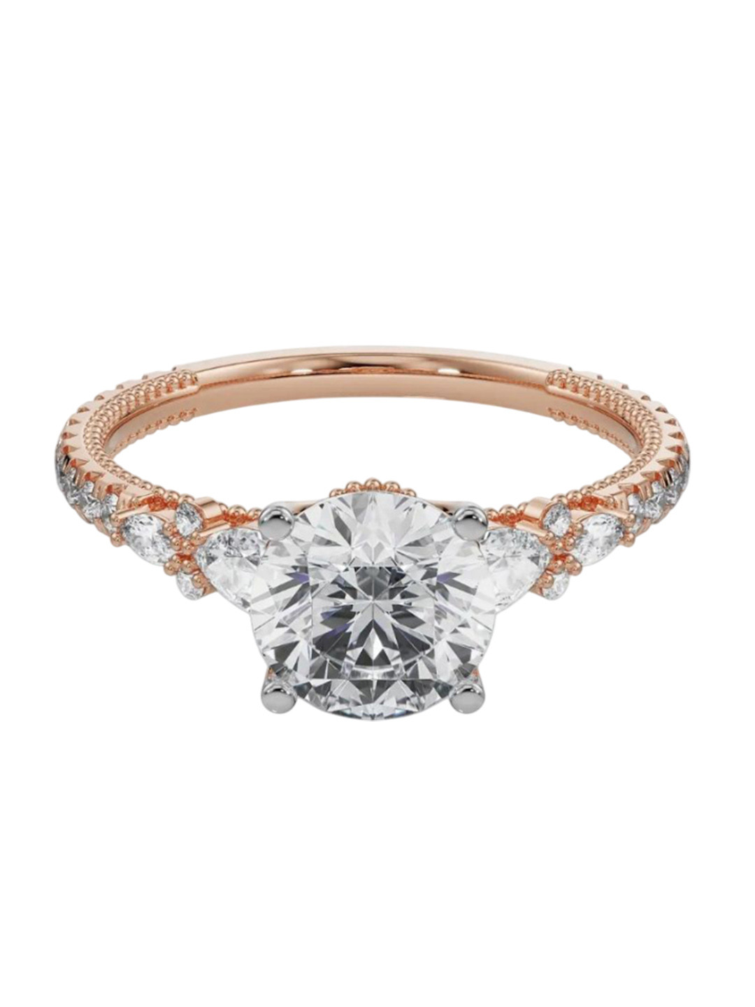 Emori Pear Cut Sidestone Lab Diamond Ring in 18KT Gold