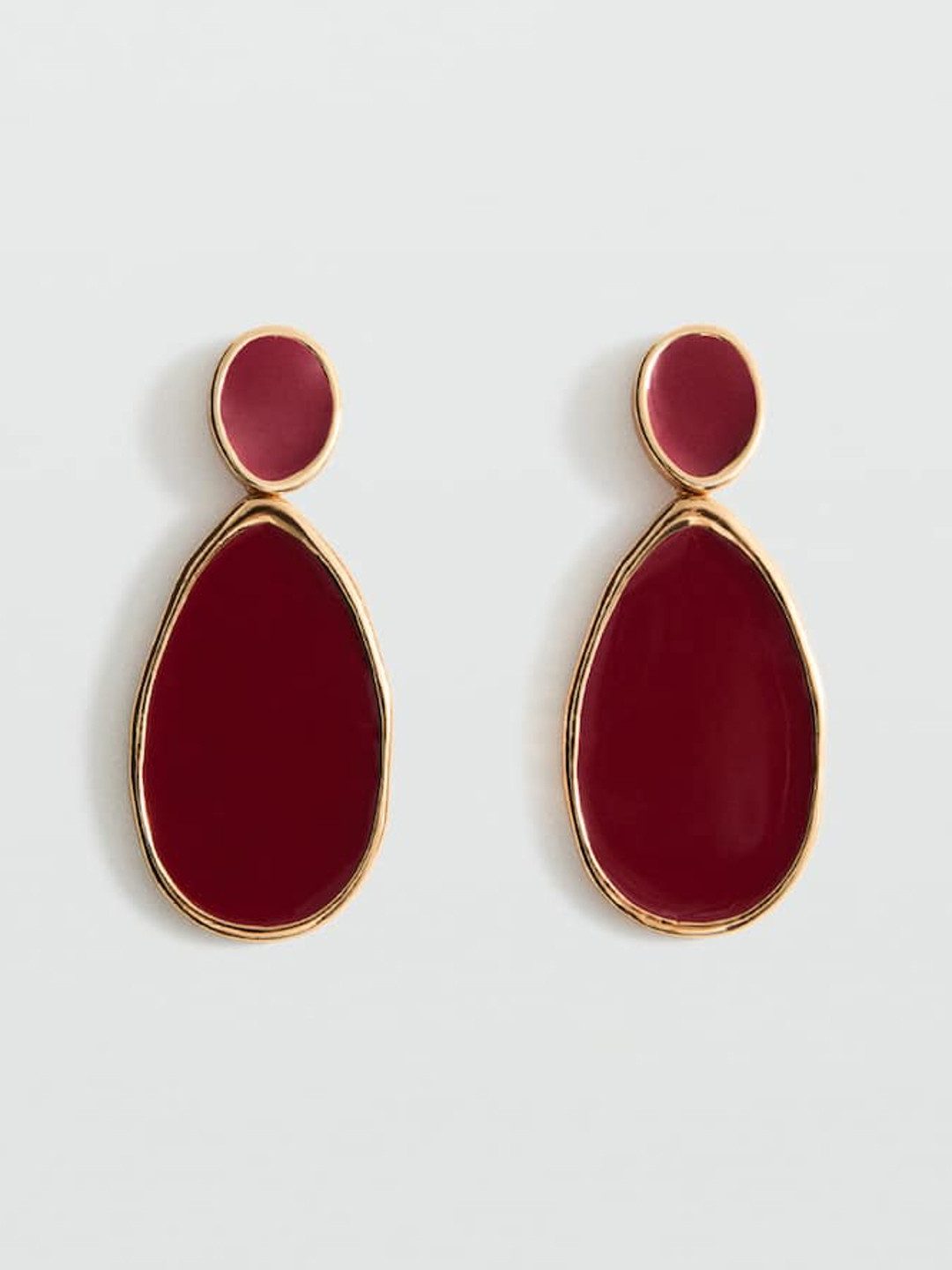 MANGO Stone Studded Teardrop Shaped Drop Earrings