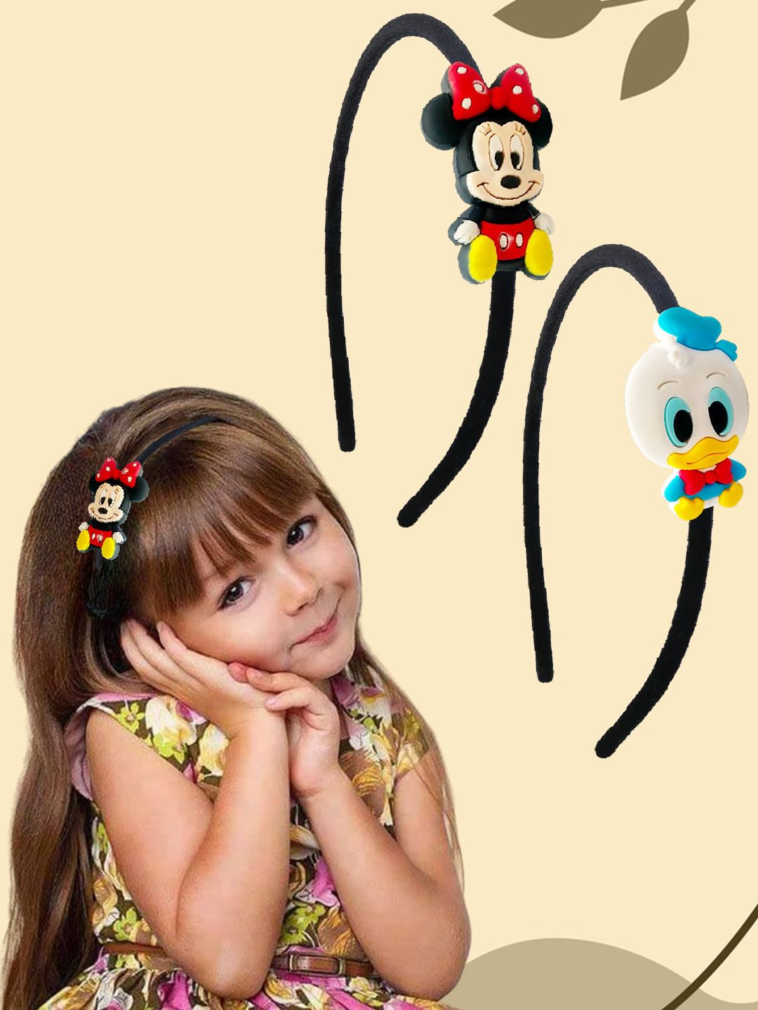 Majestique Set of 2  Multicolour Cartoon Hairbands  Mikki Mini Donald