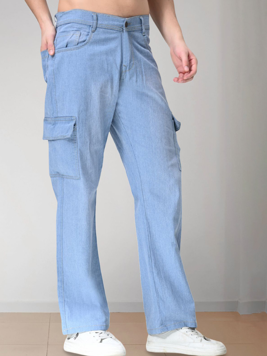 COMFITS Men Classic Mom Fit Mid-Rise Cargo Style Jeans