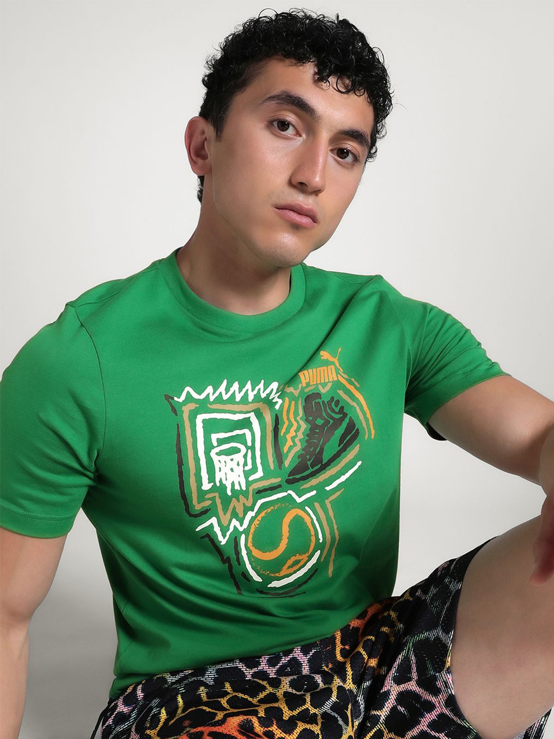 Puma Men GRAPHICS Abstract Printed Cotton T-Shirt