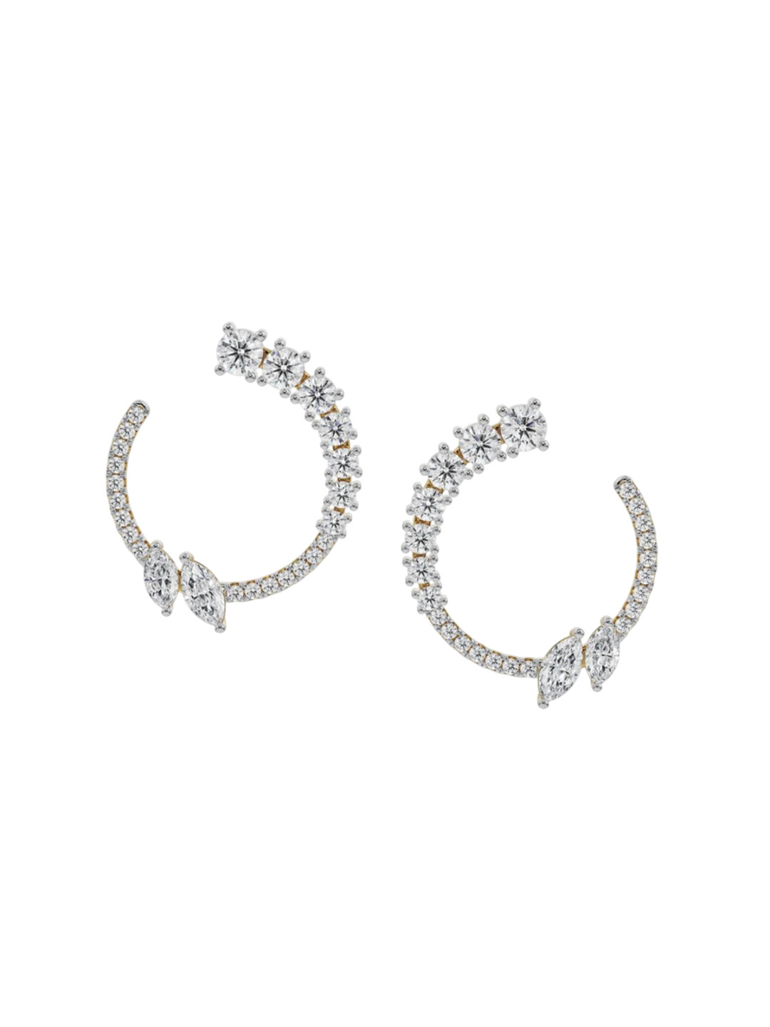 Emori Marquise and Round Lab Diamond Earring in 18KT Gold