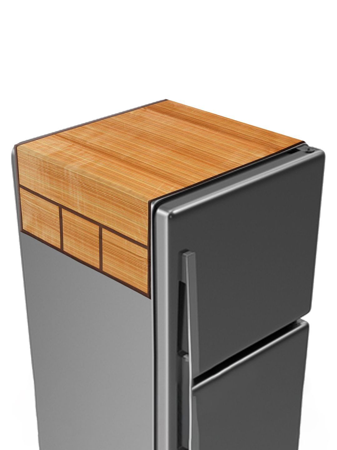 Kuber Industries Brown Wooden Print PVC Fridge Top Cover With 6 Utility Side Pockets