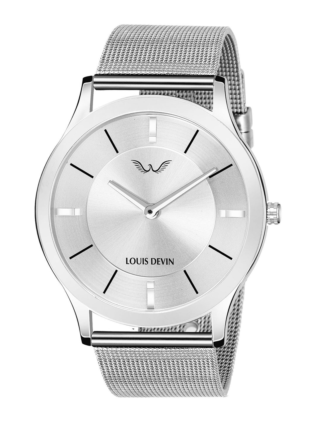 LOUIS DEVIN Men Brass Dial & Bracelet Style Straps Analogue WatchLD-SLM023-SLV-CH
