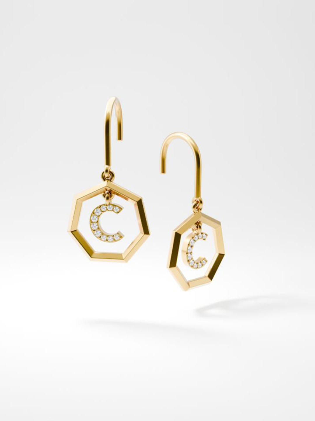 HOUSE OF SEVEN 18k Gold Plated Geometric Drop Earrings