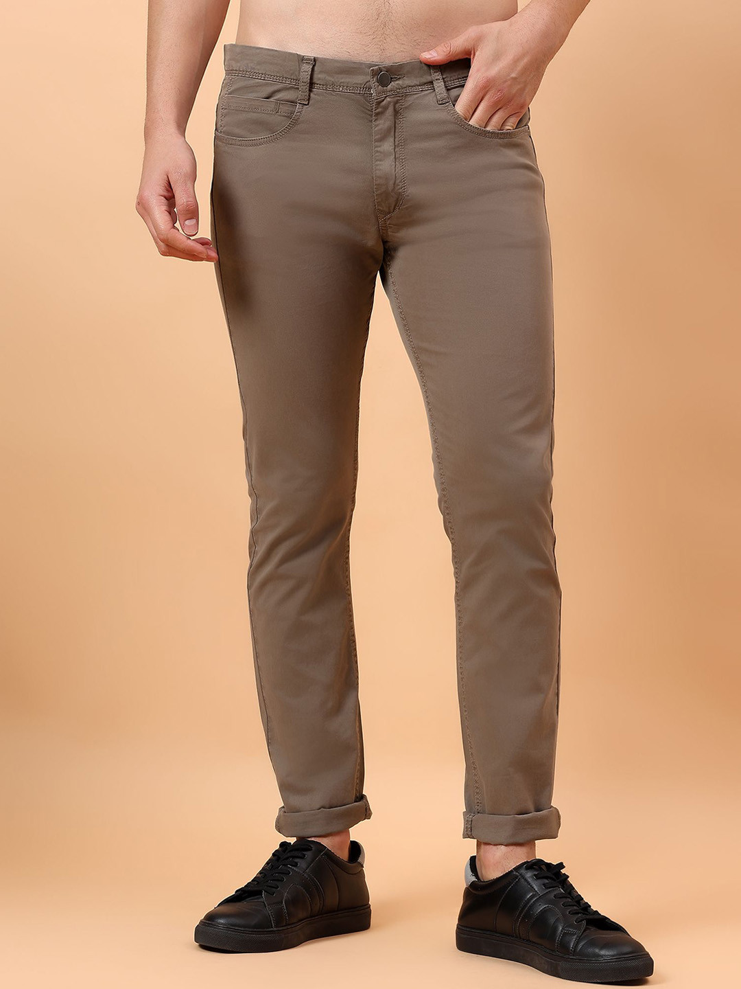 R.Code by The Roadster Life Co. Men Urban Slim Cotton Slim Fit Trousers