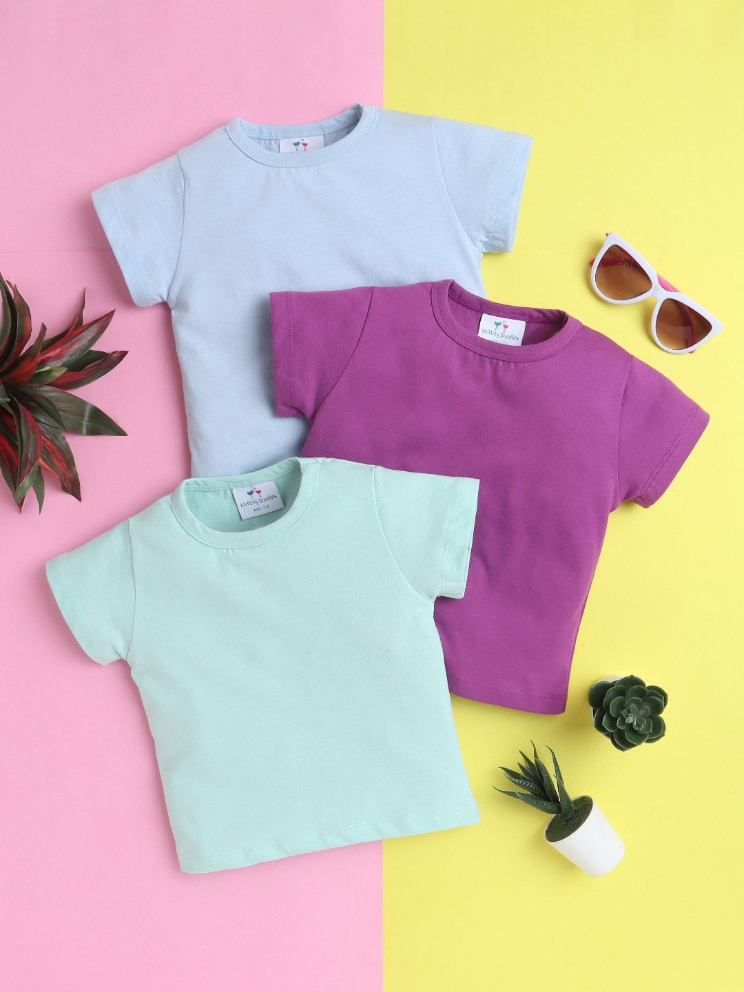 Knitting Doodles Girls 3 Pure Cotton Pockets T-shirt