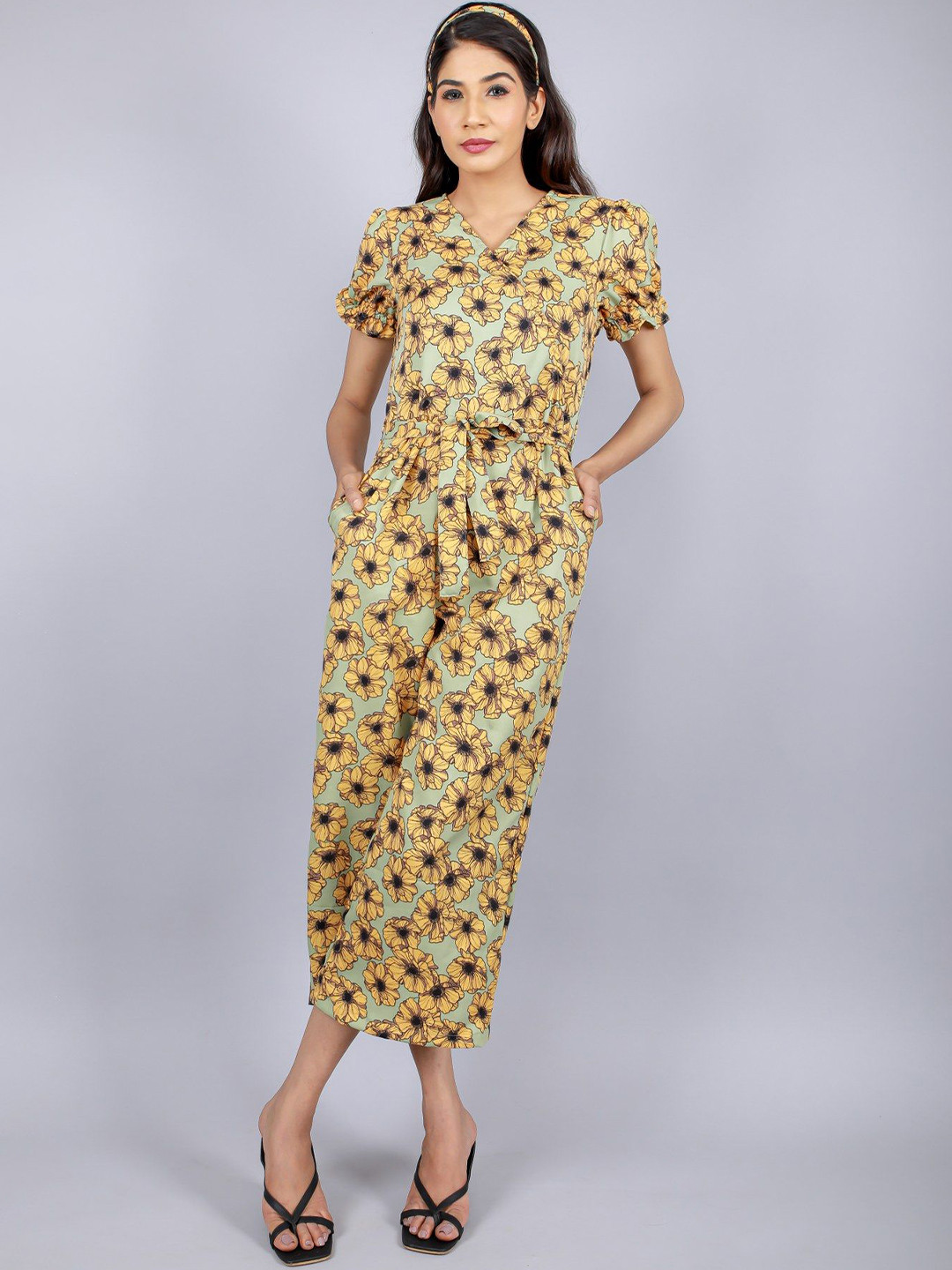 JAIPURI LIBAS Women Floral Printed V-Neck Basic Jumpsuit