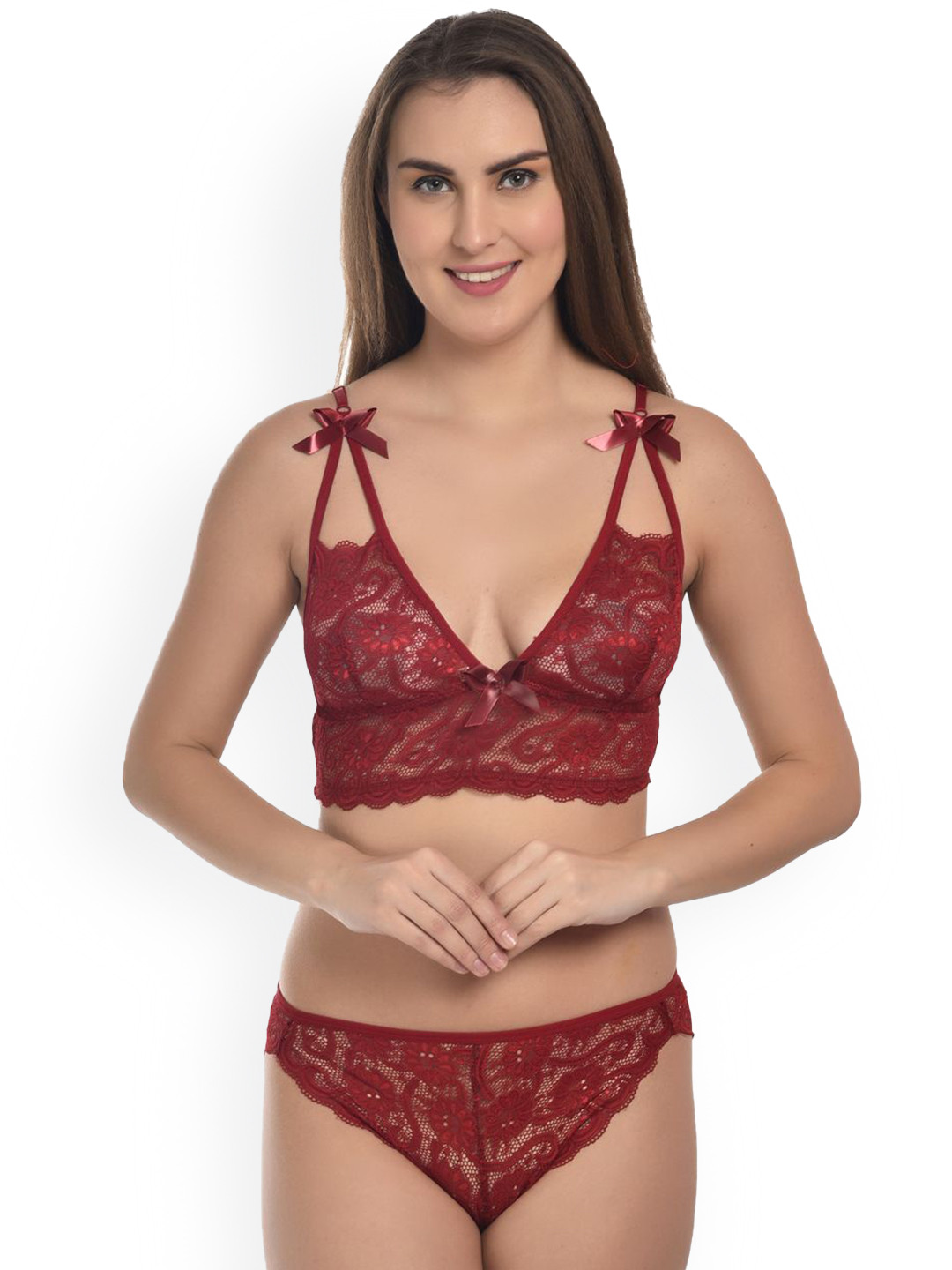 new blue eyes  Self-Designed Lace Lingerie Set NBE-170-lingerie-MAROON_30