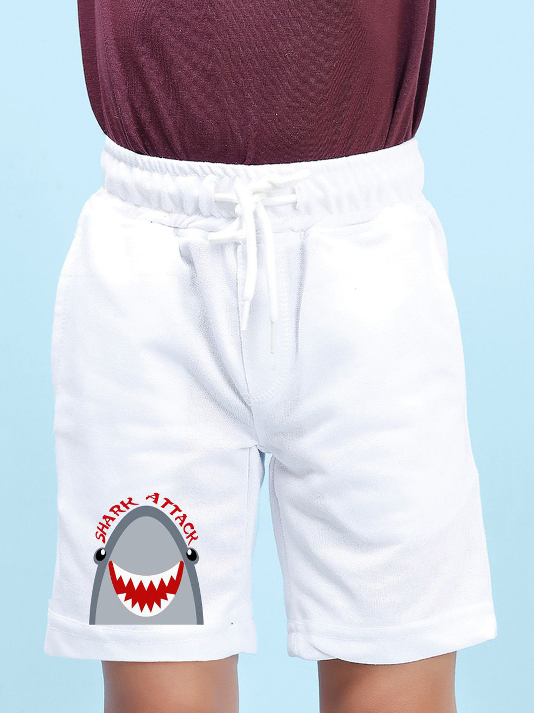 NUSYL Boys Shark Attack Text Printed Mid-Rise Shorts