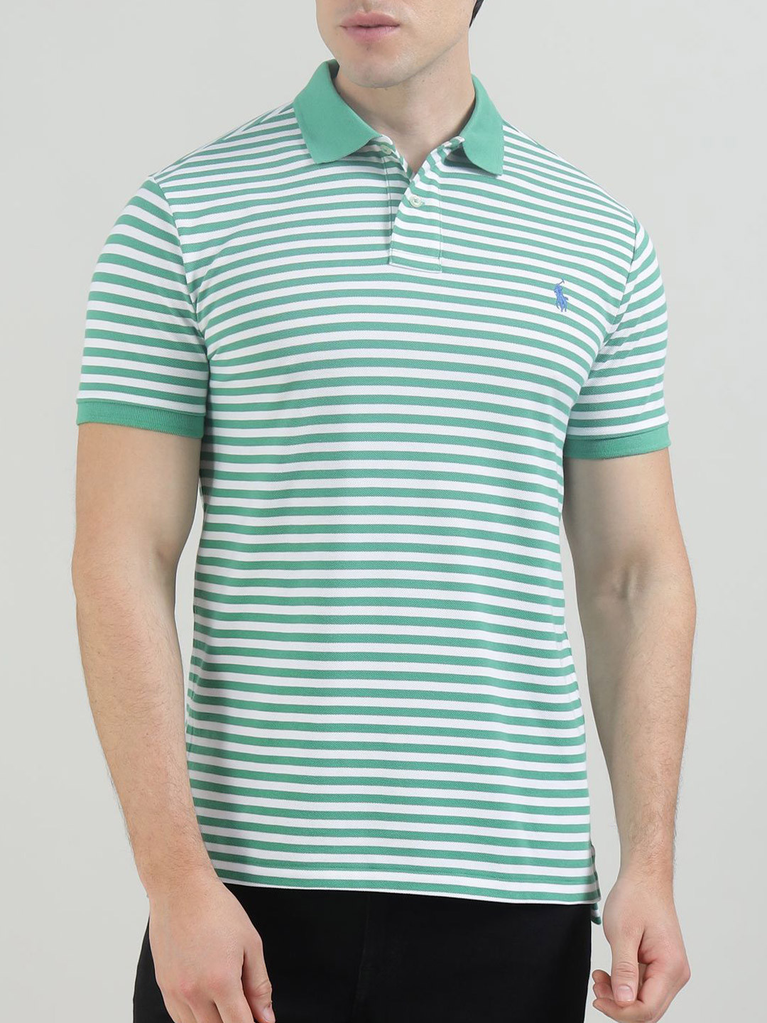 Polo Ralph Lauren Men Striped Polo Collar Cotton T-shirt