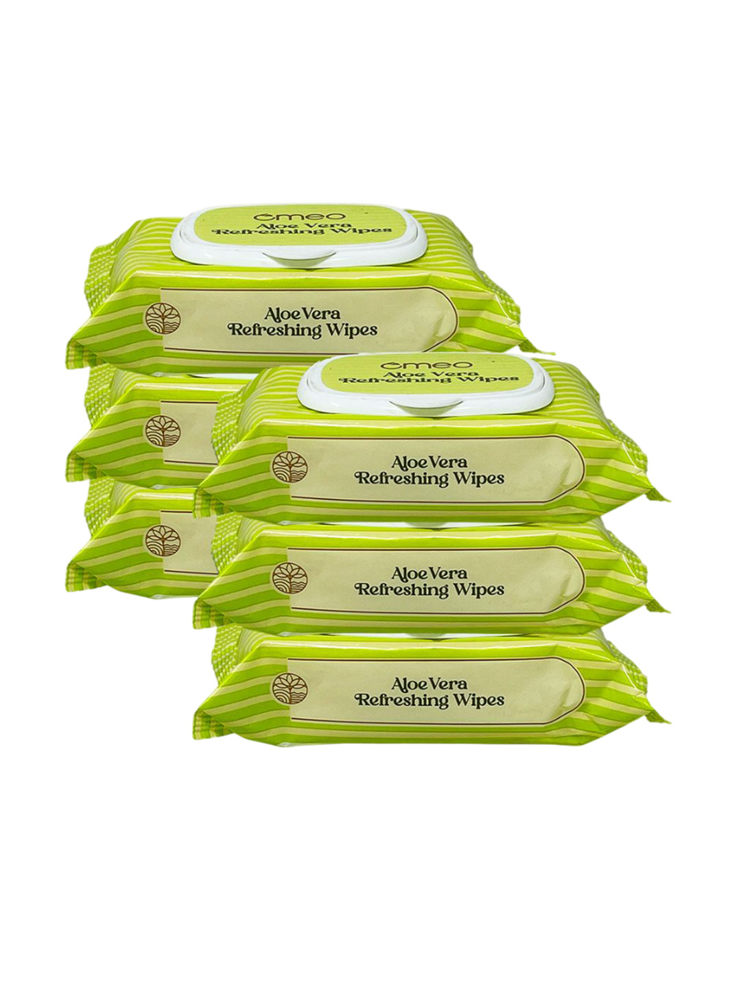Omeo Set Of 6 Aloe Vera Refreshing Alcohol Free Face Wipes- 25 Pcs Each