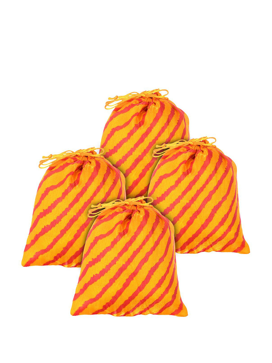 Kuber Industries Set of 4 Multiuses Lehriya Printed Potli Clutch With Drawstring