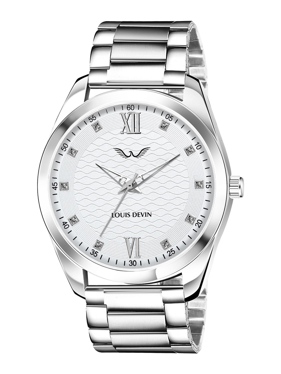 LOUIS DEVIN Men Stainless Steel Bracelet Style Straps Analogue Watch LD-GR062-WHT-CH