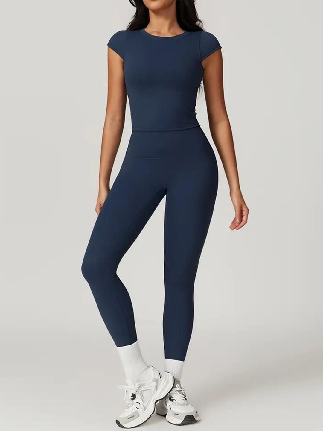 Miss Mosa By Akanksha  Navy Blue Eliza Premium Activewear Set