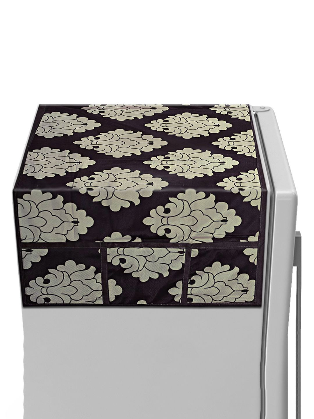 Kuber Industries Brown & Beige Foil Printed Scratch Resistant With 6 Utility Side Pockets
