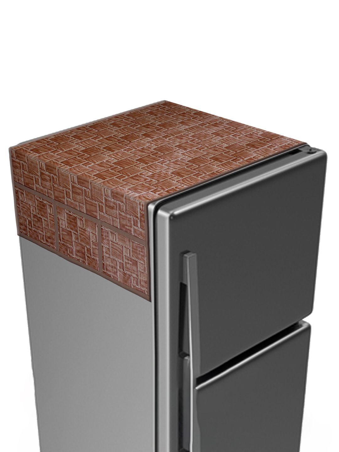 Kuber Industries Brown Wooden Check Printed Scratch Resistant With 6 Utility Side Pockets