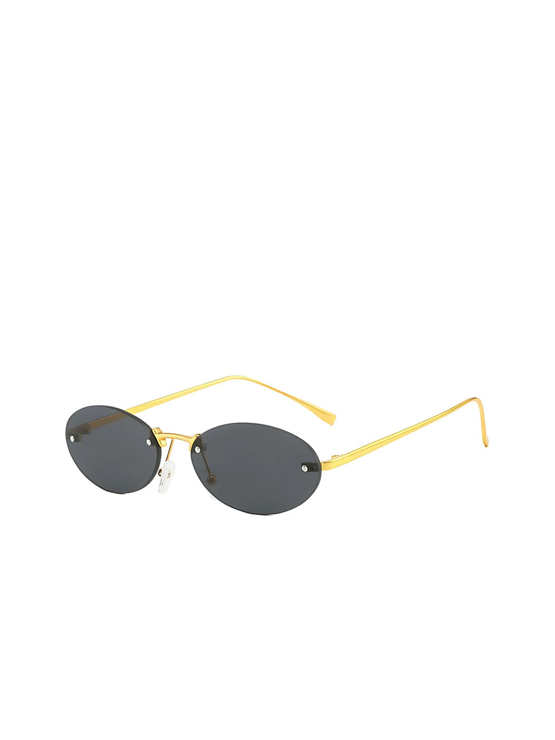 4Flaunt Unisex with UV Protected Lens Crush Oval Rimless Sunglasses Gold Grey 4F-989-C1