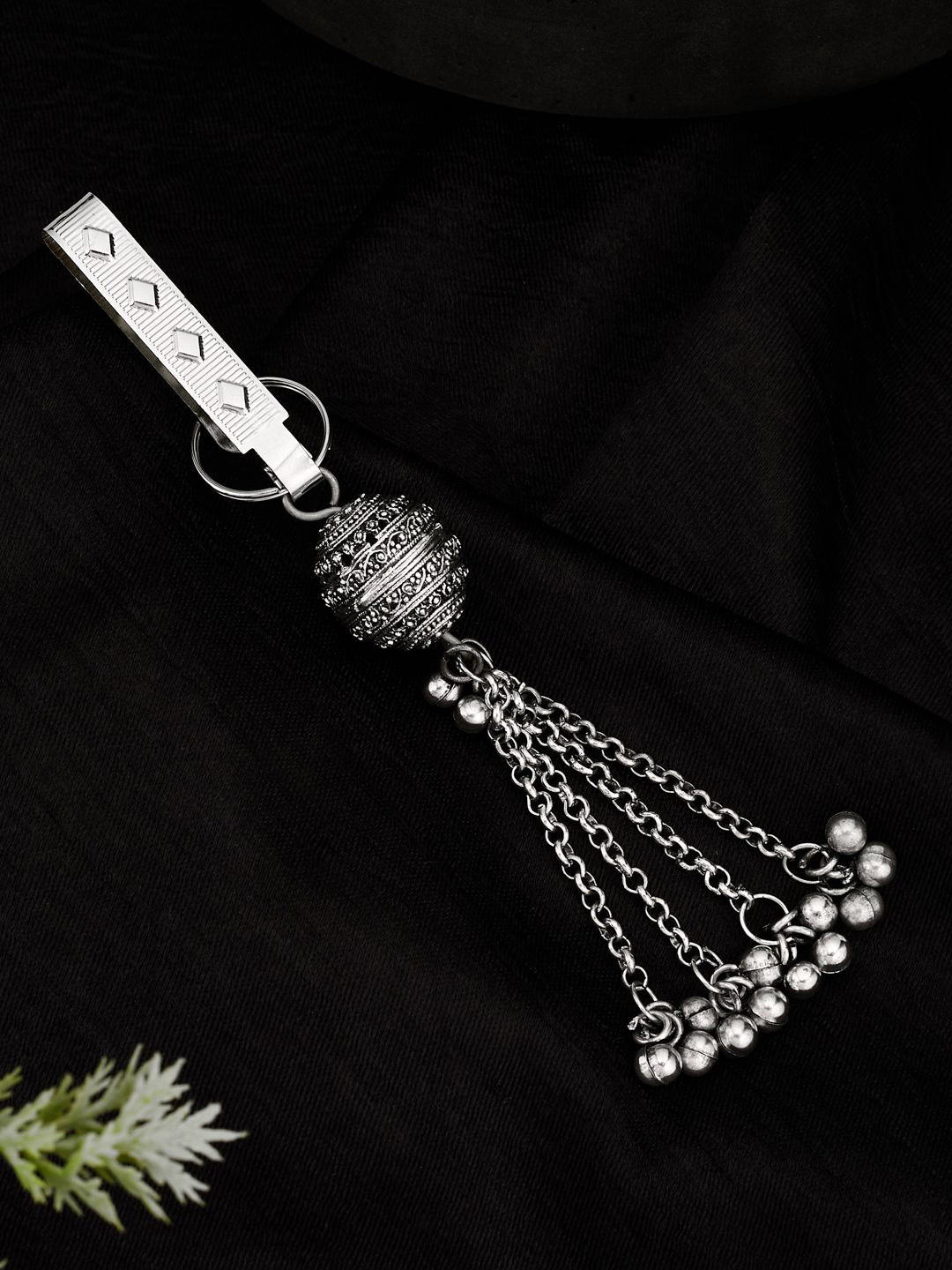 ATIBELLE German Silver Silver-Plated Artificial Stones Studded Bun Pin Head Jewellery