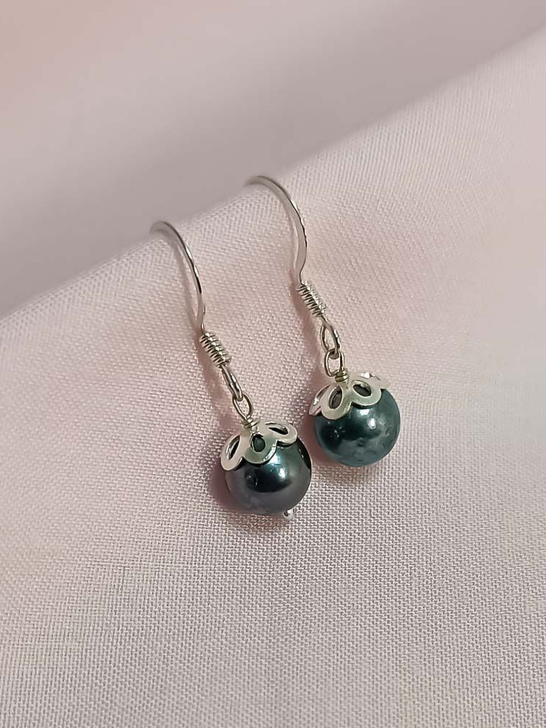 INARI SHINES 925 Sterling Silver Real Blue Pearl Beaded Drop Earrings