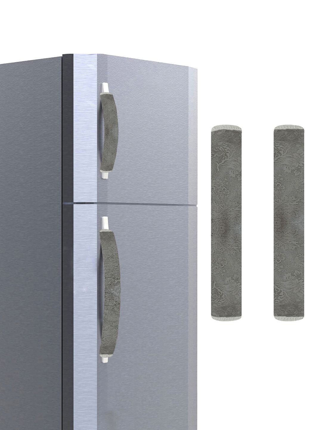 Kuber Industries 2-Pcs Grey Printed Refrigerator Handle Covers