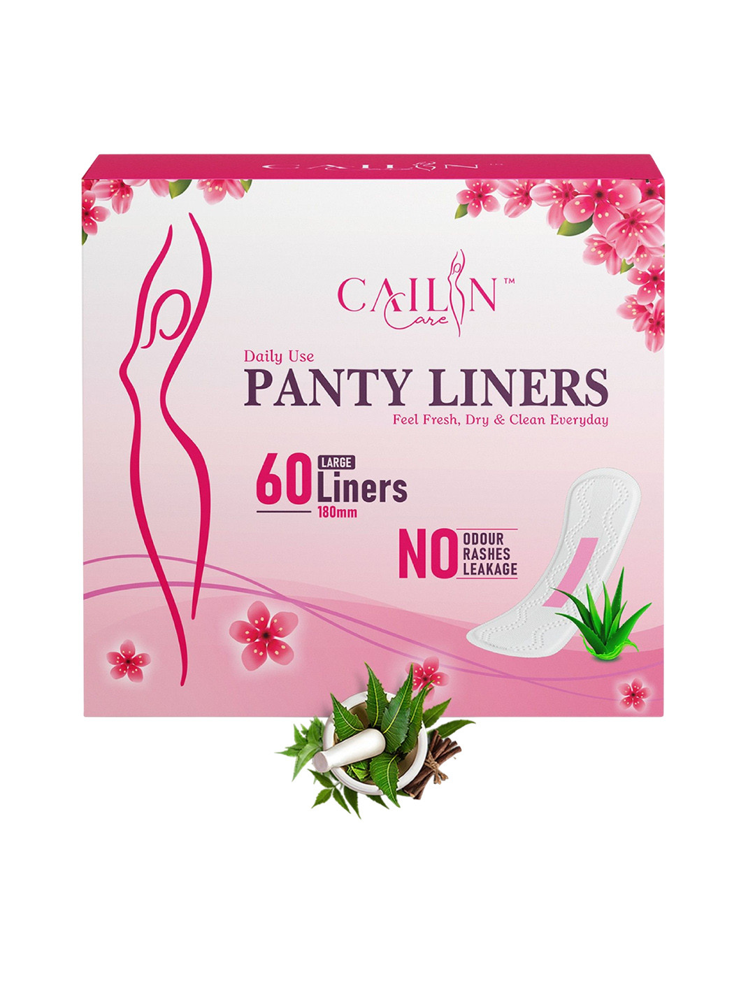Cailin Care Neem Based Soft Cotton Ultra Thin Anion Chip Panty Liners - 180 mm - 60 Pcs