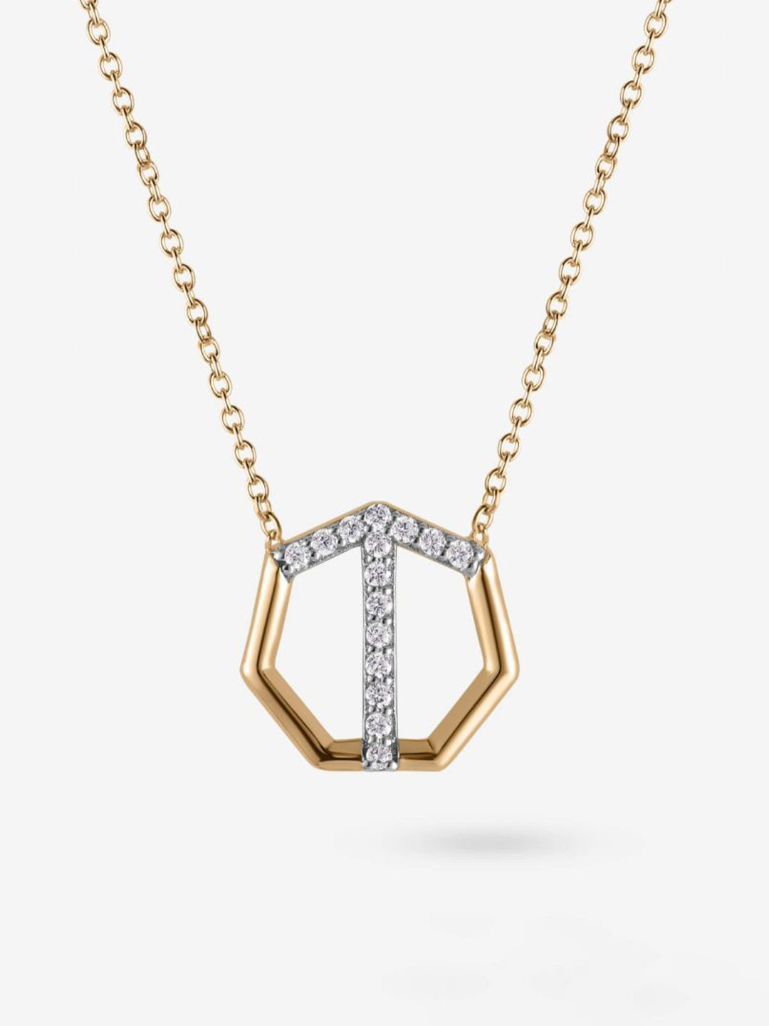 HOUSE OF SEVEN Unisex 18k Gold-Plated Artificial Stones Studded Letter T Necklace