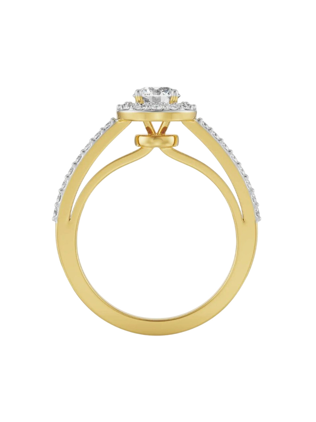 Emori Alisen Round Halo Solitaire Lab Diamond Ring in 18KT Gold