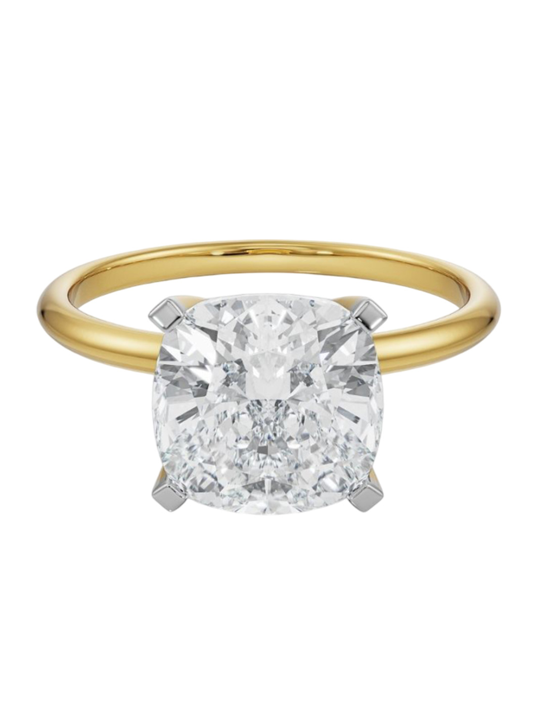 Emori Solitaire Cushion Cut Engagement Lab Diamond Ring in 18KT Gold