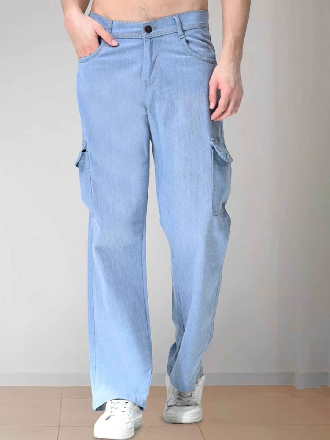 COMFITS Men Classic Baggy Fit Denim Cargo Styles Jeans