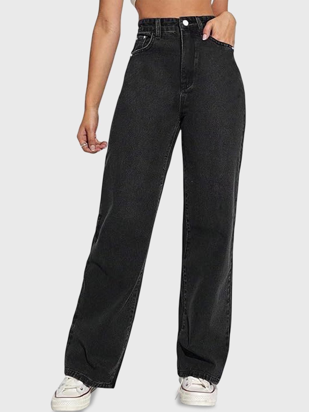 RIVI Women Jean Straight Fit High-Rise Light Fade Stretchable Retro Jeans