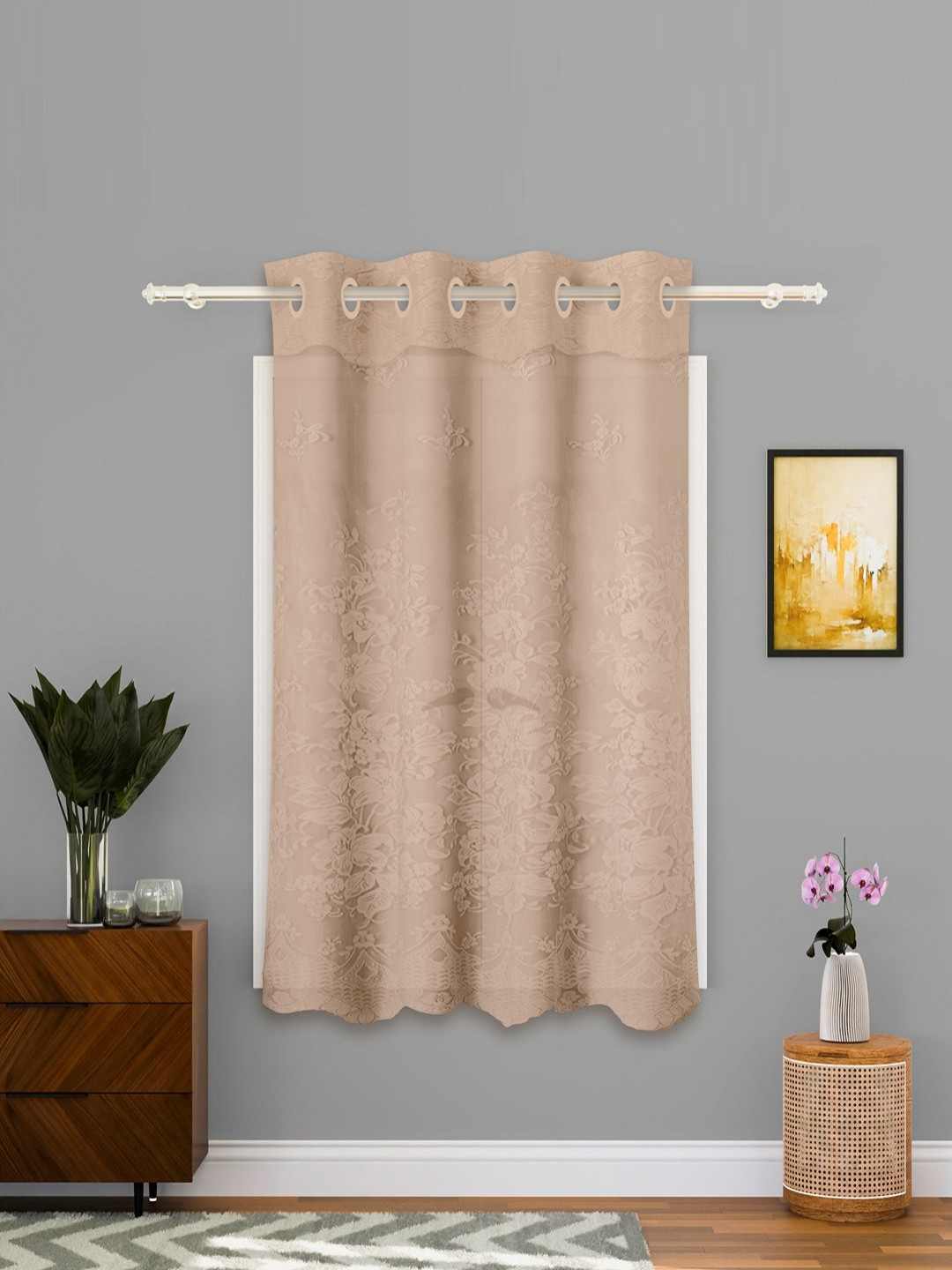 Aura Gold-Toned 5 Feet Stylish Light Control & Pests Preventive Window Curtain