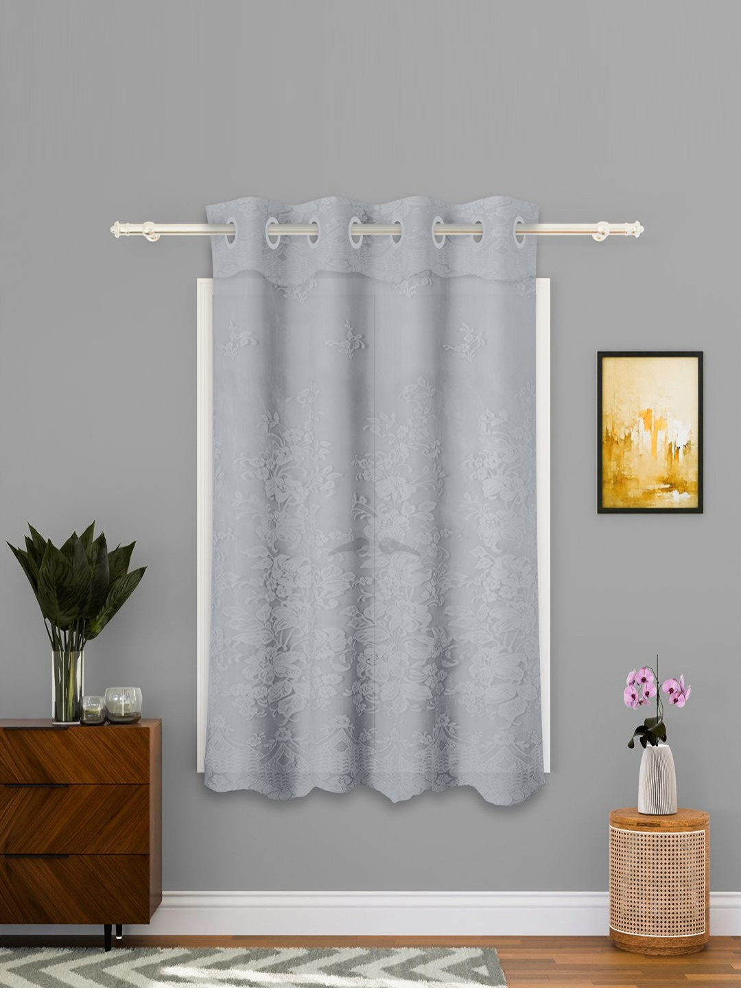 Aura Grey 5 Feet Stylish Light Control & Pests Preventive Window Curtain