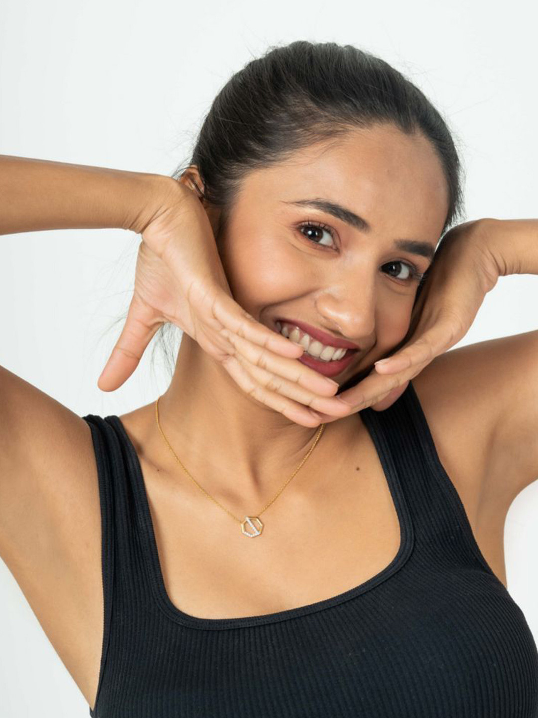 HOUSE OF SEVEN Unisex 18k Gold-Plated Artificial Stones Studded Letter J Necklace