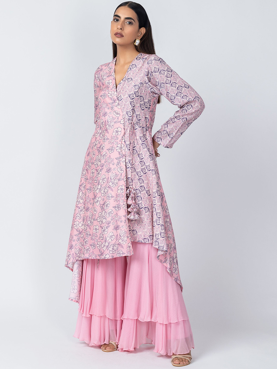 Label Naariti Floral Printed Kurta With Sharara