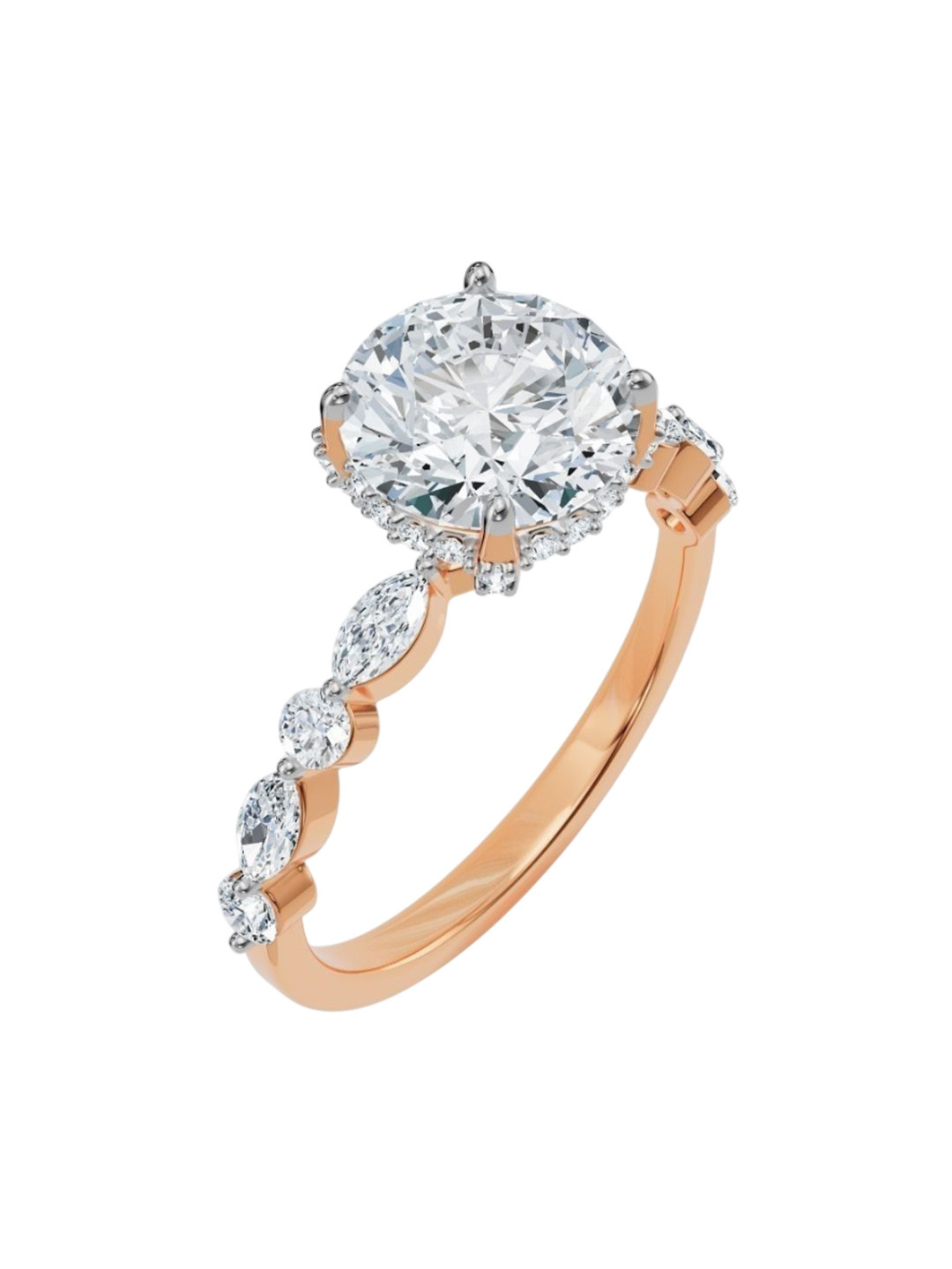 Emori Halo Round Brilliant Lab Diamond in 14KT Gold Ring
