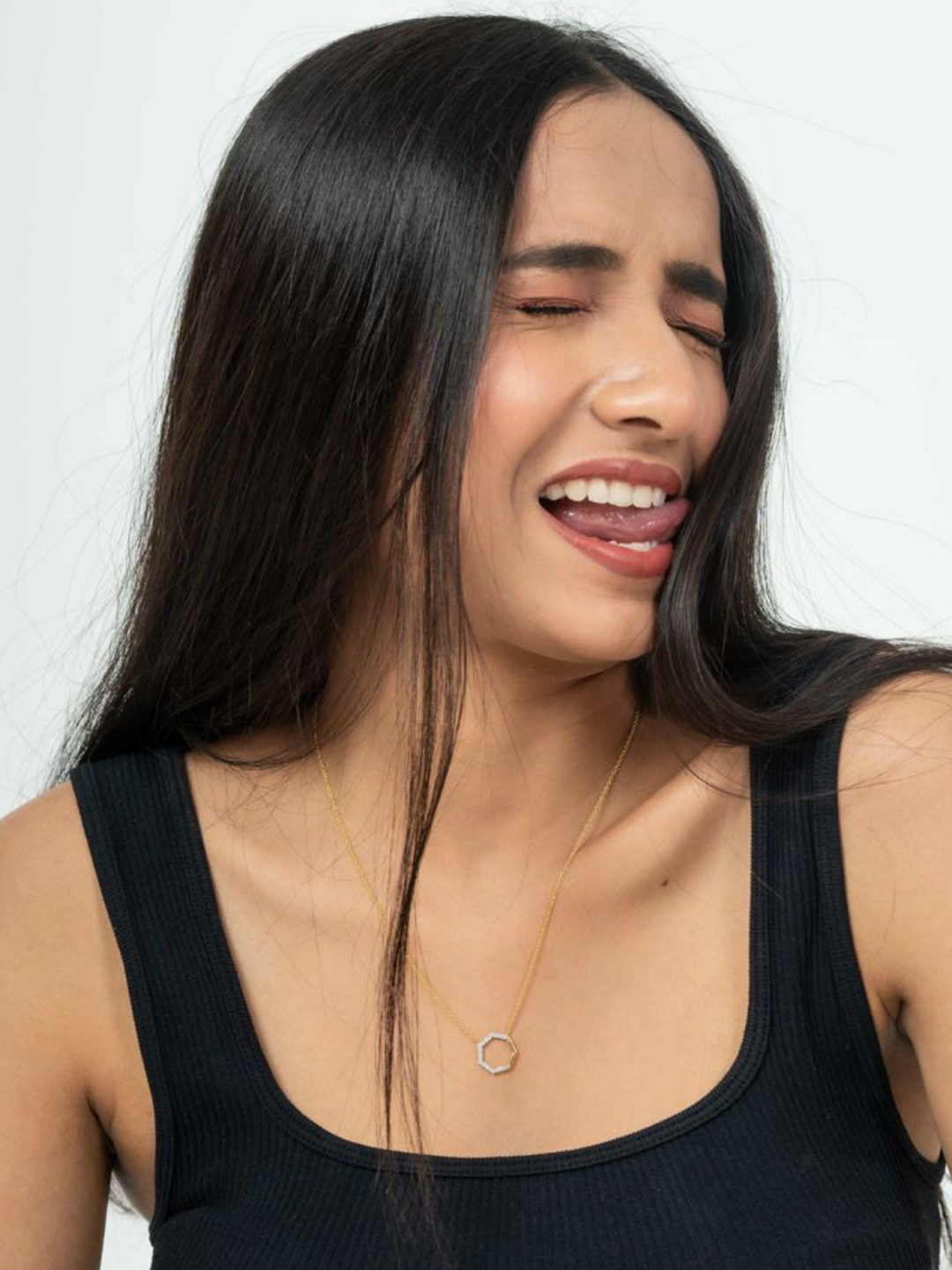 HOUSE OF SEVEN Unisex 18k Gold-Plated Artificial Stones Studded Letter C Necklace