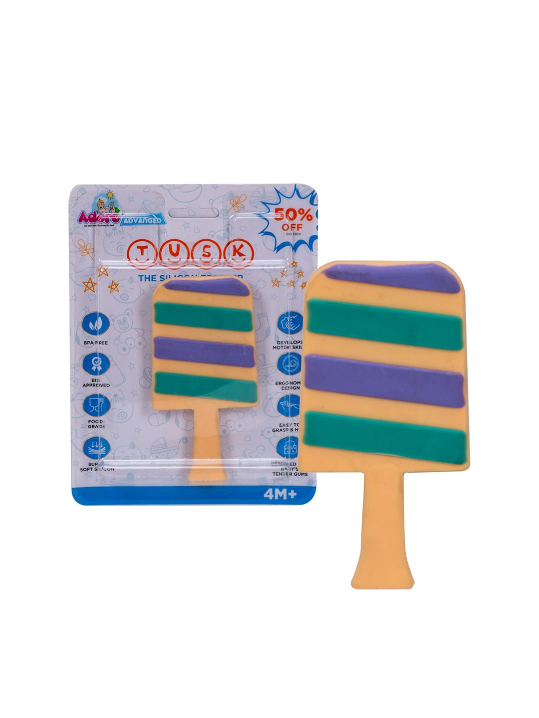 Adore Tusk Yellow & Purple Icecream Shape BabyTeether