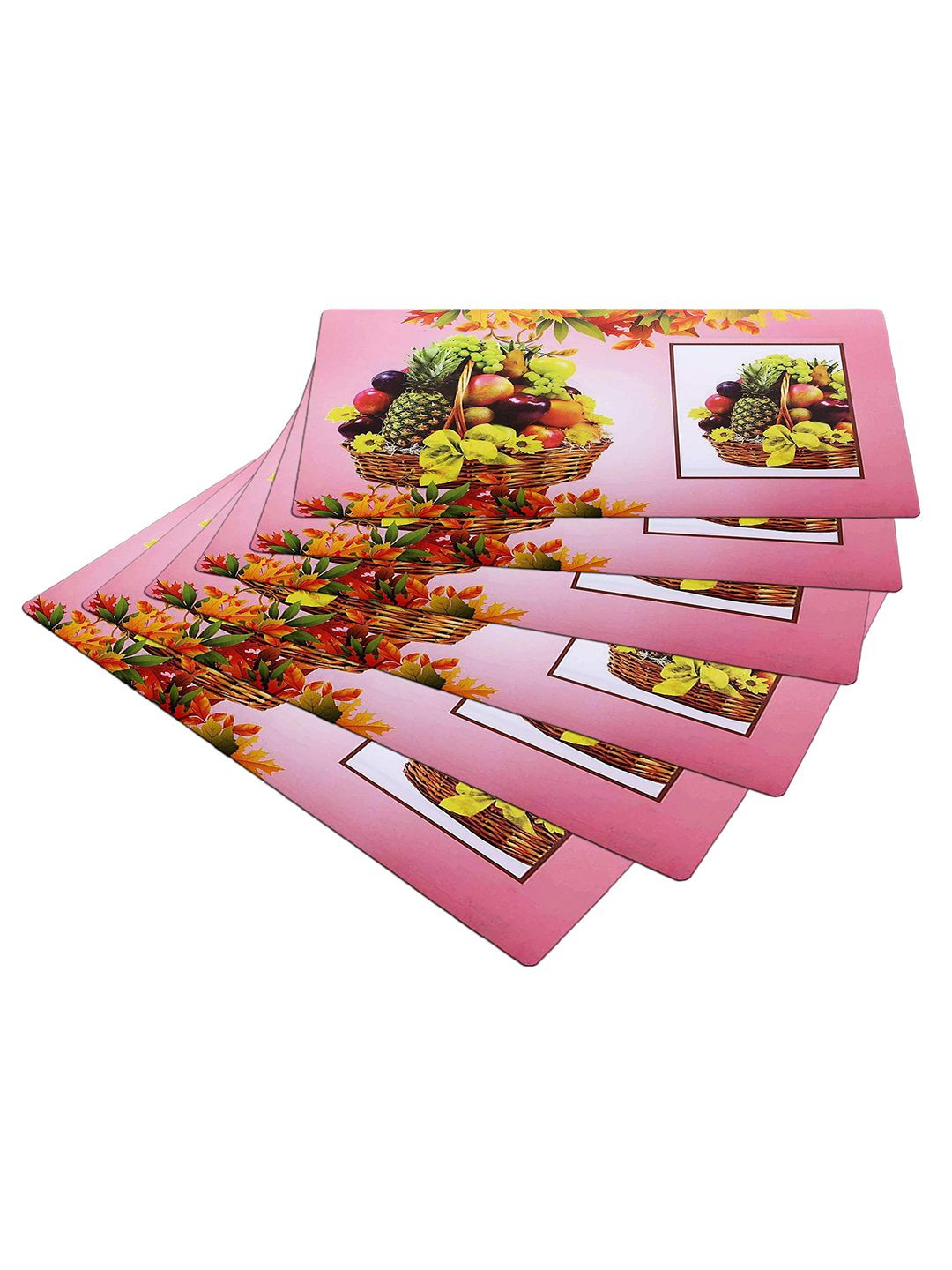 Kuber Industries 6-Pcs Pink Fruit Printed Rectangle 100% Food Grade Table Placemats